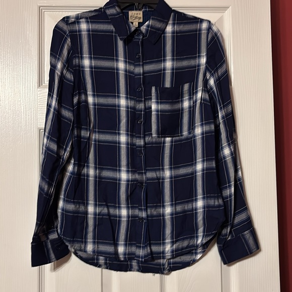 Como Vintage Blue Plaid Shirt long sleeves size small - Picture 1 of 6